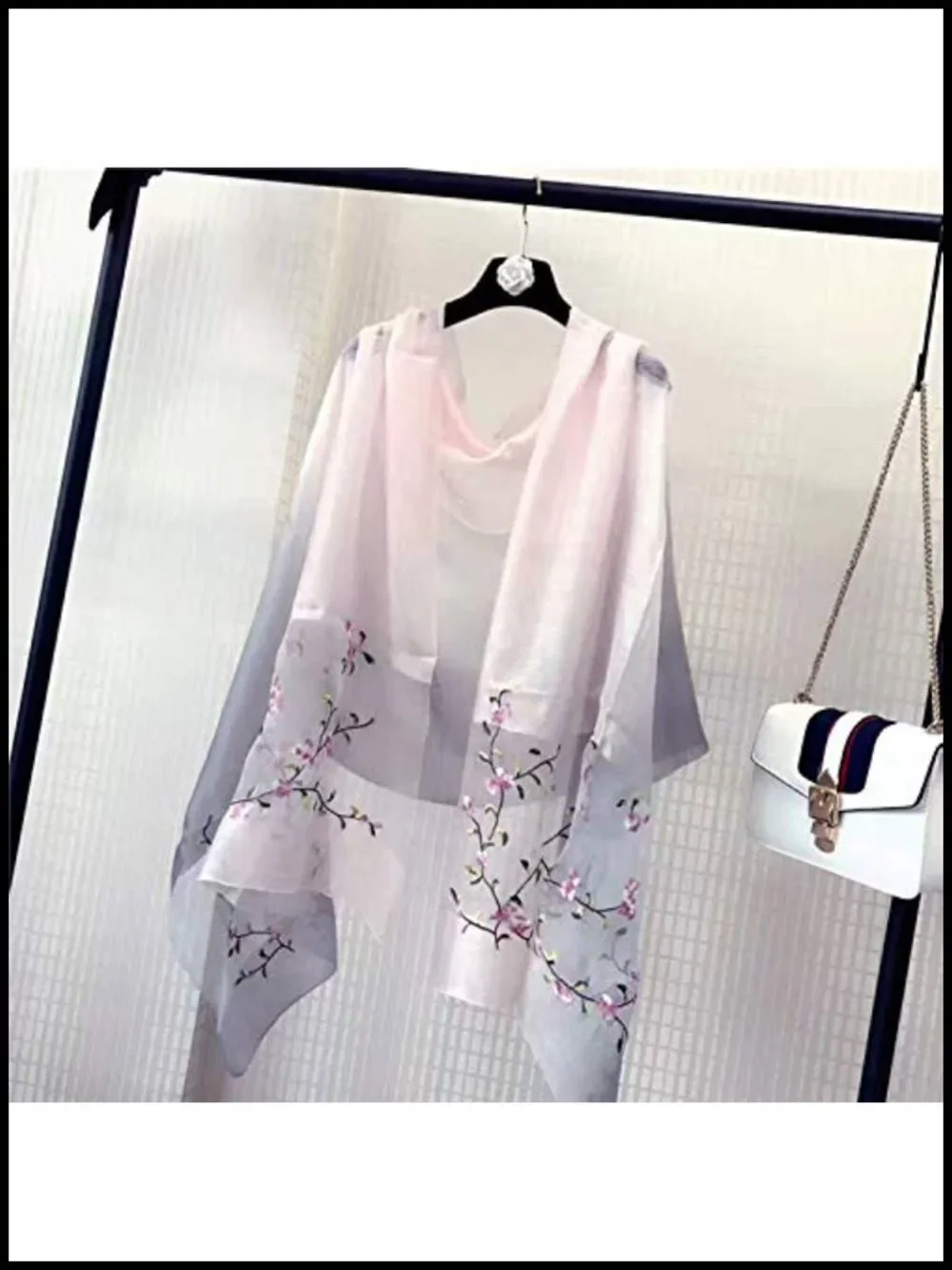 Luxury Silk & Wool Gradient Embroidered Scarf Shawl Wrap